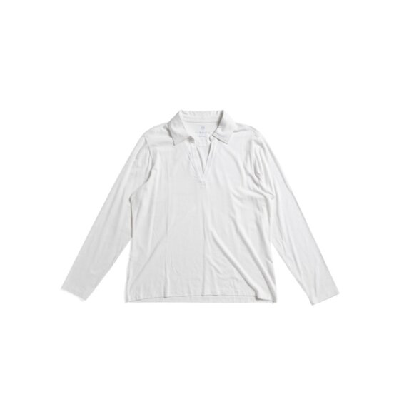 RENWICK GOLF White Split Neck Long Sleeve Polo - Picture 1 of 2